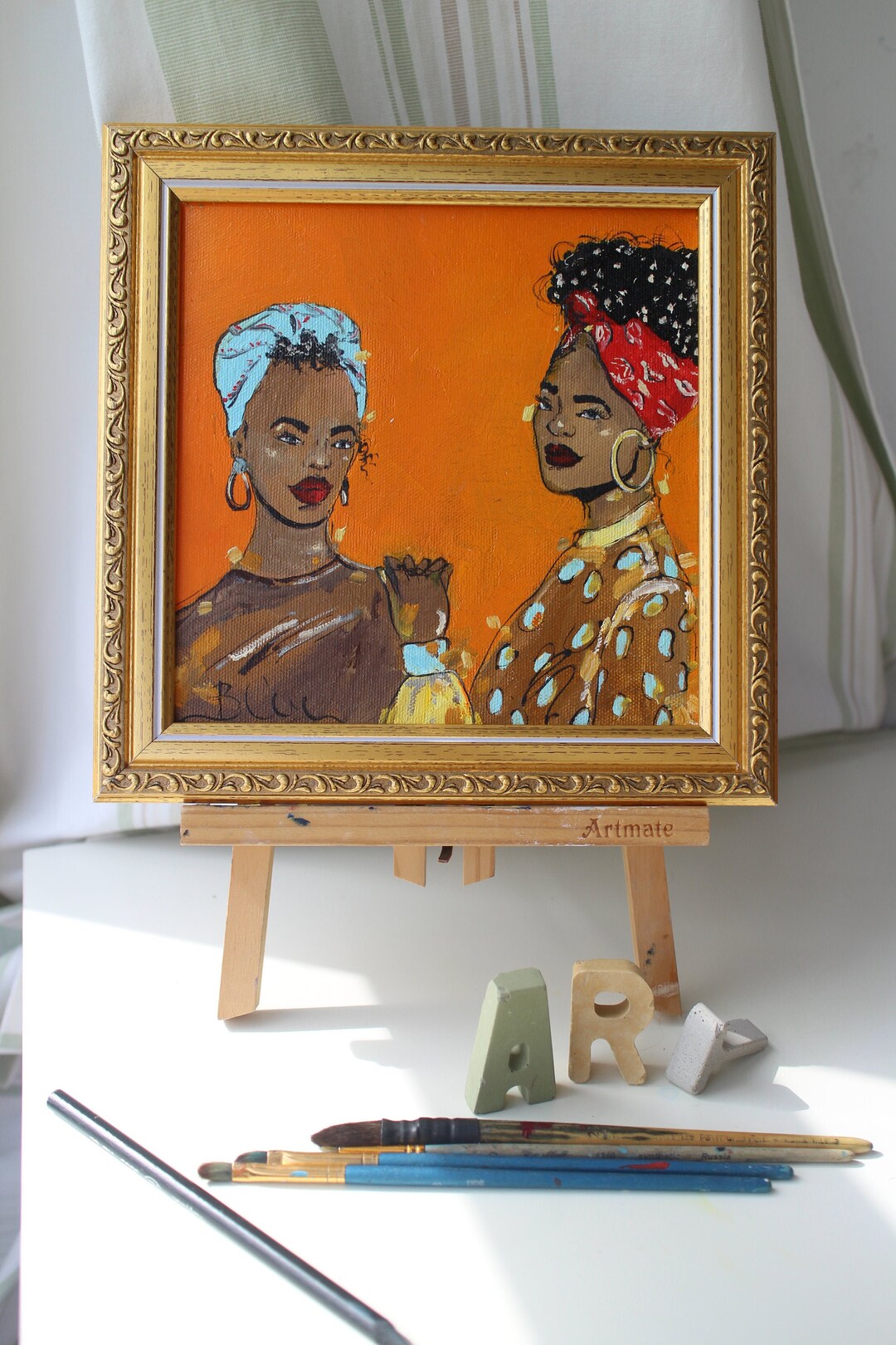 Portrait African Woman Oil Painting Framed Original Black Woman Face ...