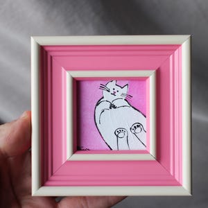 Chat blanc Saint Valentin coeur peinture à l'huile 2 x 2 peinture d'art peinture à l'huile panier cadeau peinture en or peinture d'art moderne