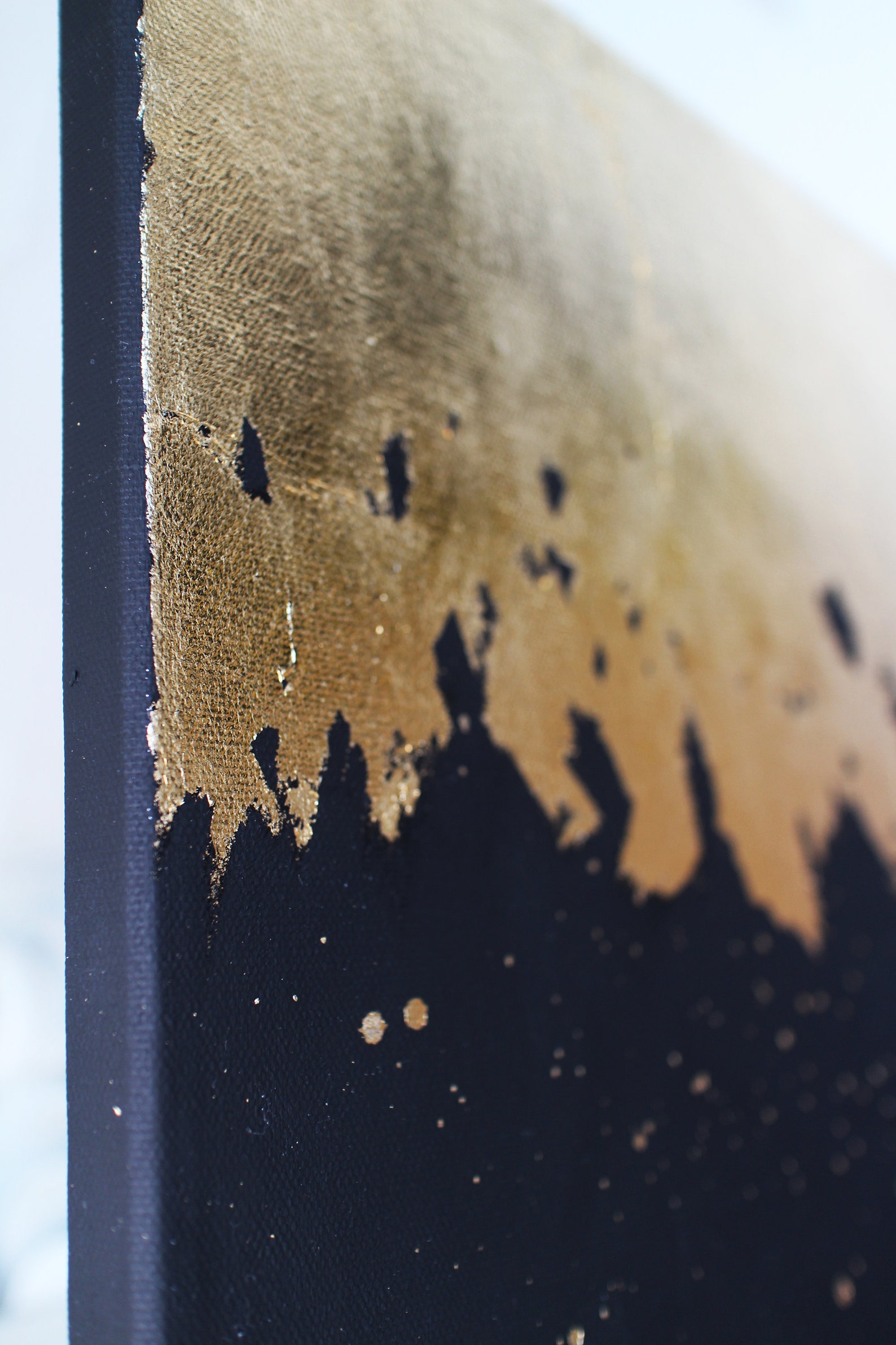 Black Gold Leaf Art Black Abstract Painting Large Abstract | Etsy
