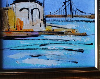 風景画/街の風景「イスタンブール・アヤソフィア」油絵SM 木製フレーム付き イスタンブールを描く”「風景画の旅」まるでナウシカの世界