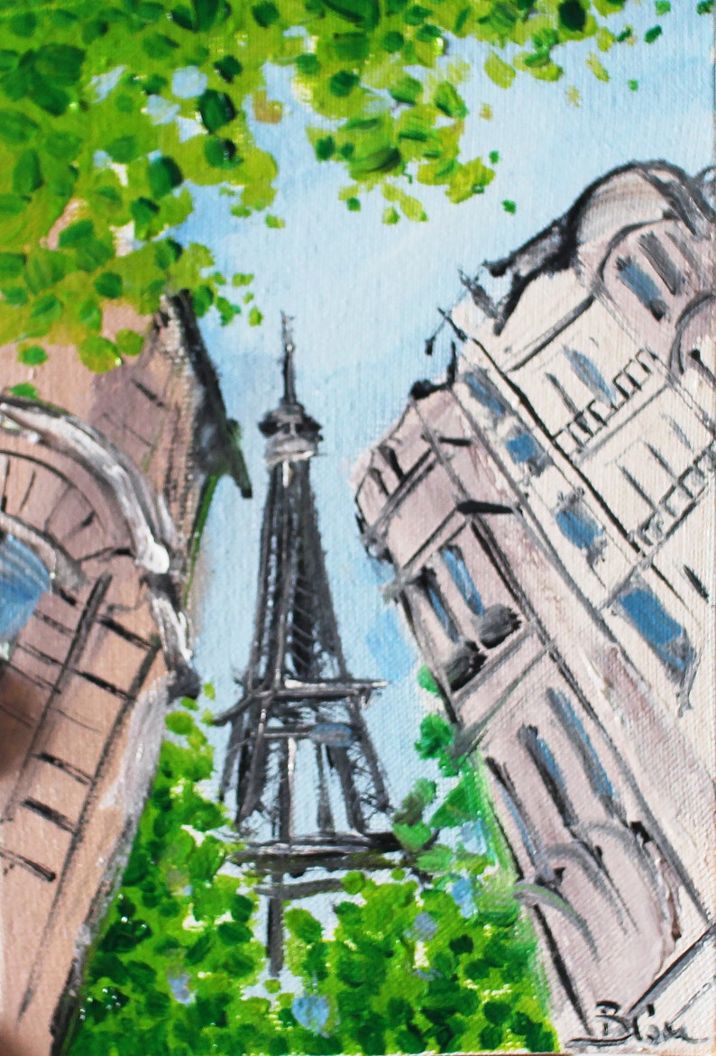 Paris Painting oil framed rooftops cityscape night Painting Etsy