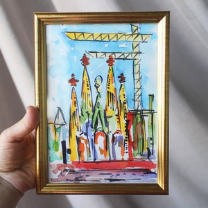 外国人画家　サイン不明　油彩　油絵　スペイン【サグラダ・ファミリア】額装 楽天市場】PAS-POL 世界遺産アートポストカード サグラダ