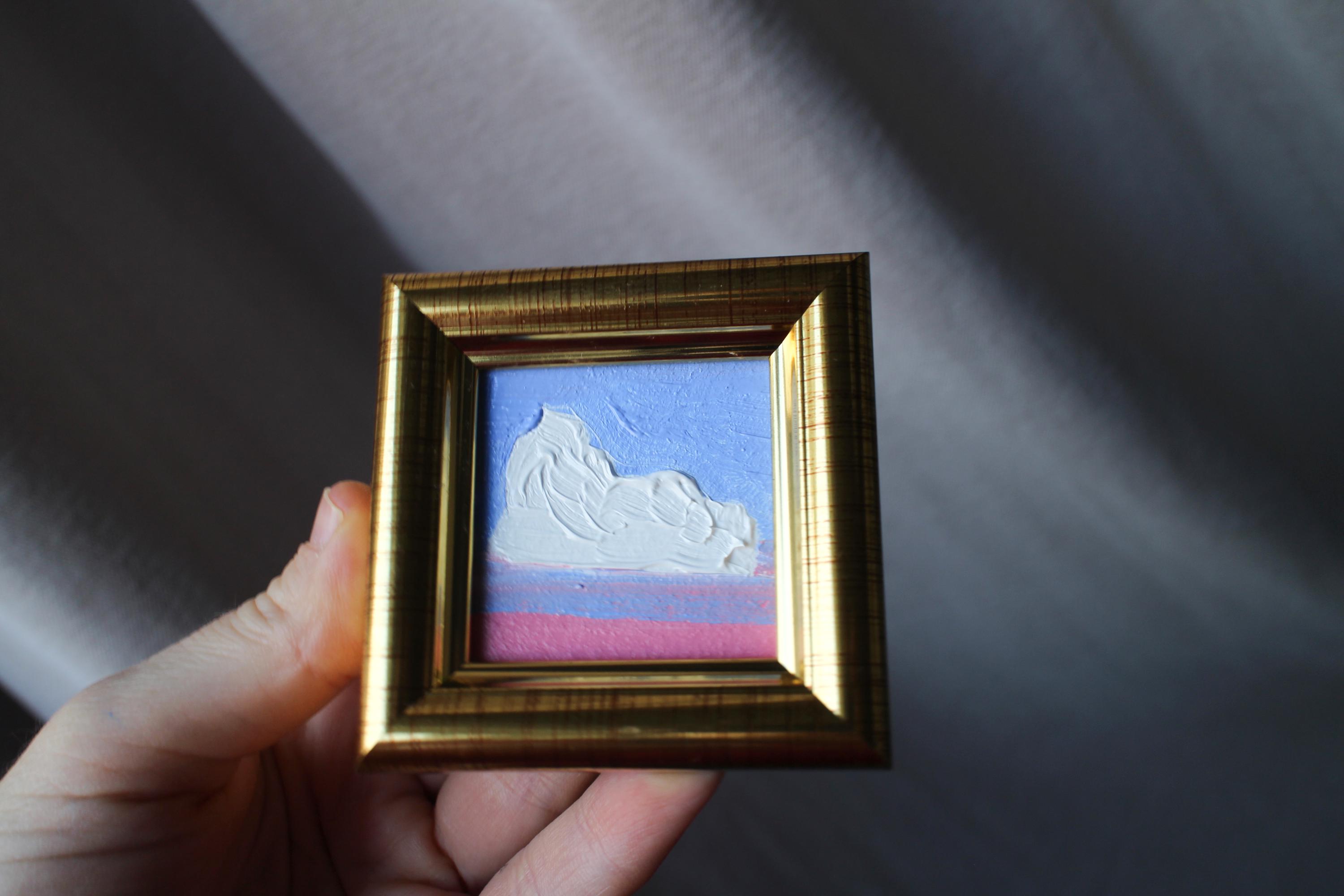 ミニ雲空油絵：オリジナル額入りアート（2x2） - Etsy 日本