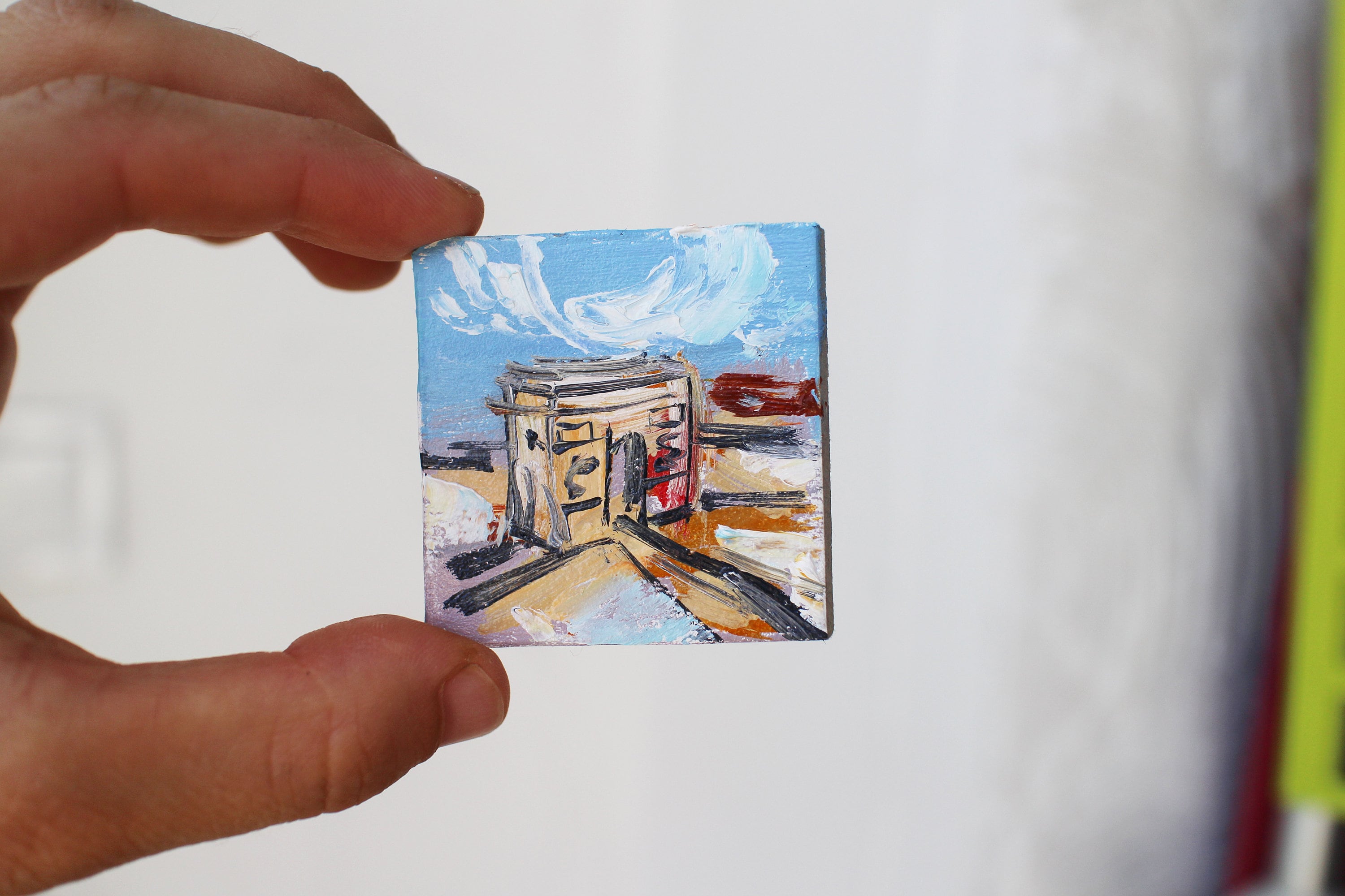 パリ凱旋門ミニ油絵オリジナル額入り2x2ギフト - Etsy 日本