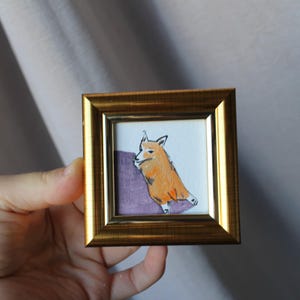 Welsh Corgis Ölgemälde 2x2 original gerahmter Hund Ölgemälde Welpe Malerei Hundeportrait