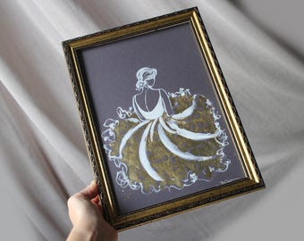 抽象的なバレリーナの油絵オリジナルのピンクのバレリーナの壁