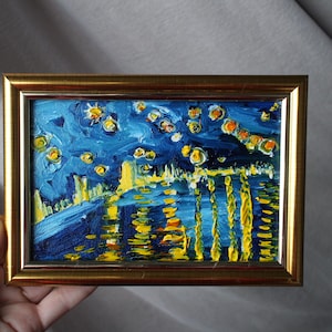 Vincent Van Gogh Starry Night oil painting framed, painting Van Gogh, “Noche Estrellada sobre el Ródano”  Starry night on the Rhone