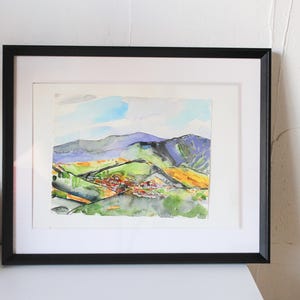 Paesaggio dei Monti Carpazi, alberi di pino, acquerello originale, pittura, natura, paesaggio, pittura, bosco, lago, pittura originale, foresta