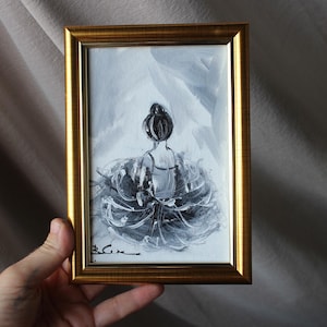 Ballet oil painting framed original 4x6 ballerina painting oil Ballet painting oil Dancer Painting Ballet Dancer Art ballerina