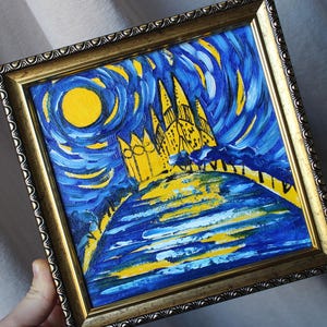 Sagrada Familia Oil Painting, Barcelona Art, Framed Canvas (6x6) image 2