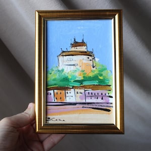 Quebec oil painting original framed 4x6 Fairmont Le Chateau Frontenac Canada cityscape street architecture Modern Art Original Painting