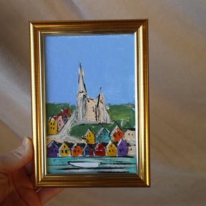 Ireland cityscape street oil painting original framed 4x6 Cobh harbor Cork Small Oil Painting on canvas Wall Art Decor