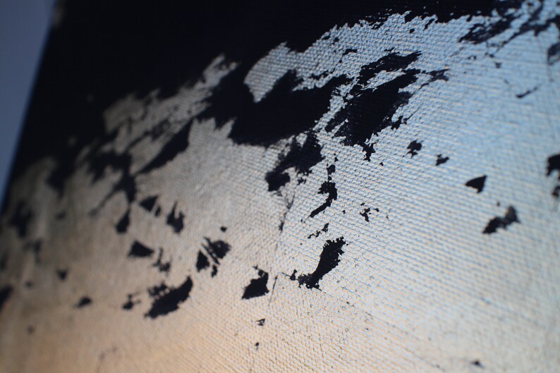 Black Gold Leaf Art Black Abstract Painting Large Abstract Etsy