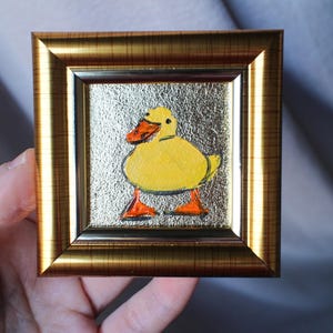 Retrato de ganso bebé, ganso blanco, pintura al óleo, pintura original enmarcada, pintura de gansos blancos, ilustración original enmarcada, decoración del hogar, arte de pared