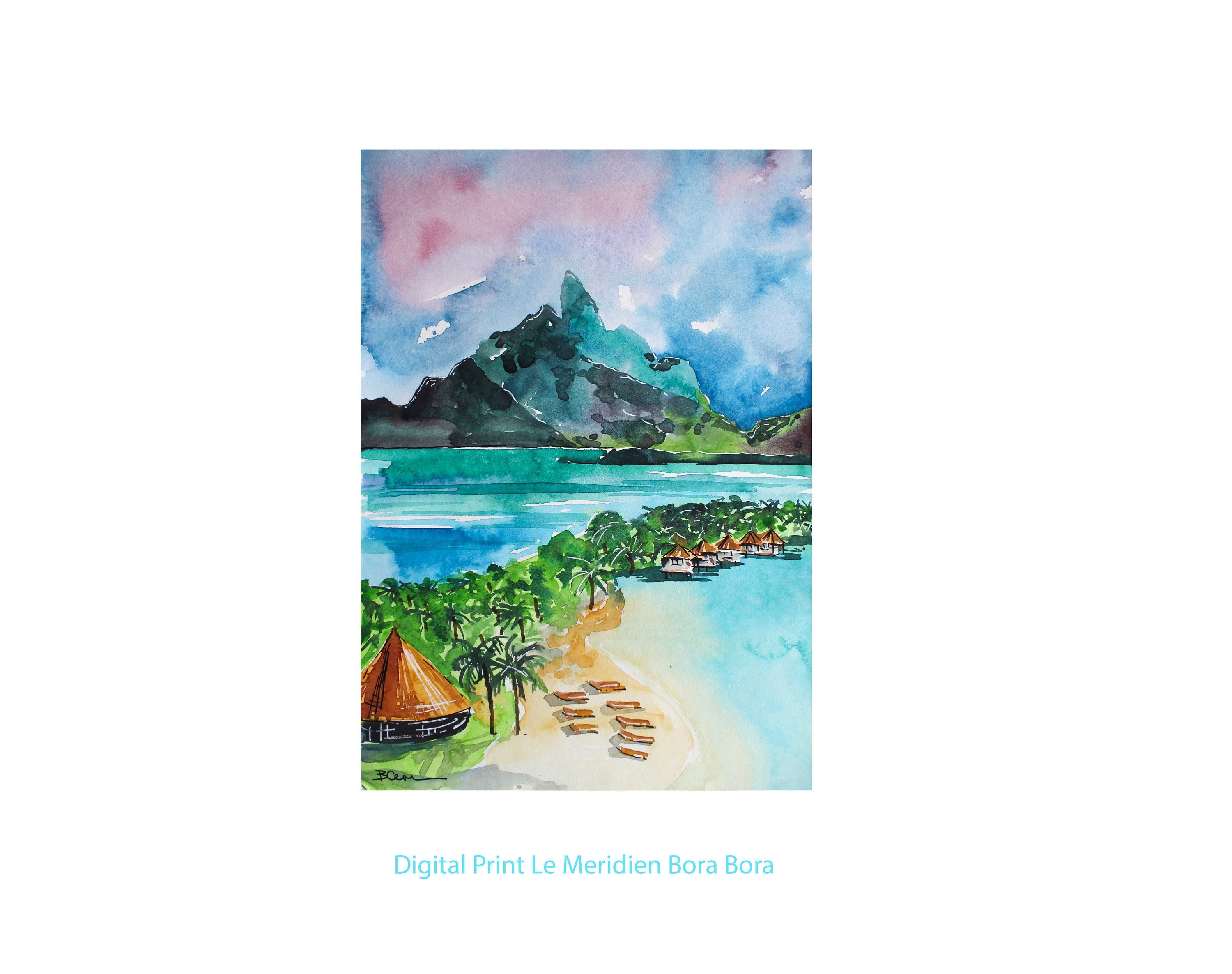 Bora Bora Watercolor Painting: Le Meridien Print (digital Download
