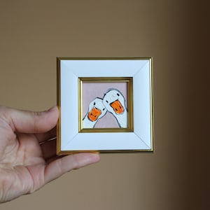 Retrato de gansos blancos de Anser, pintura al óleo, pintura original enmarcada, pintura de gansos blancos, ilustración original enmarcada, decoración del hogar, arte de pared