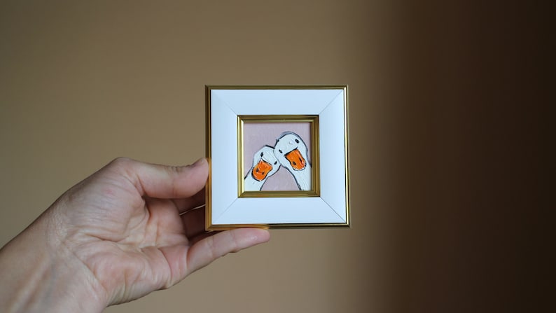 Anser white gooses portrait oil Painting original painting framed white geese painting original framed illustration home decor wall art