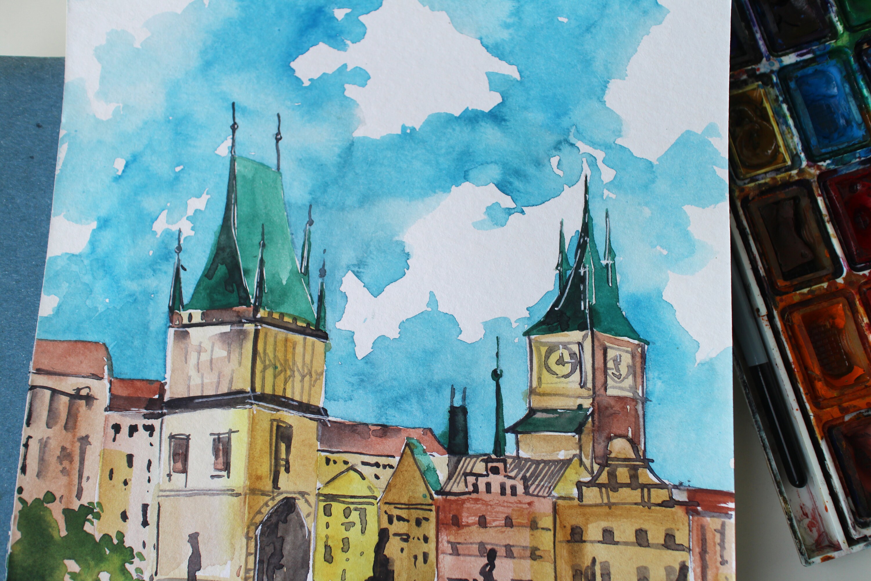 Painting Prague watercolor Prague Czech Republic framed Etsy