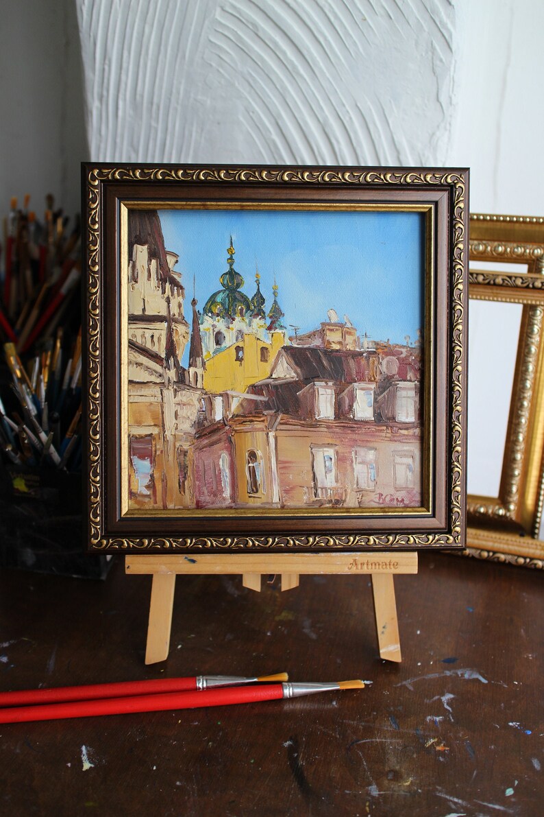 Kiev Oil Painting Original Framed Andriyivskyy Descent Etsy