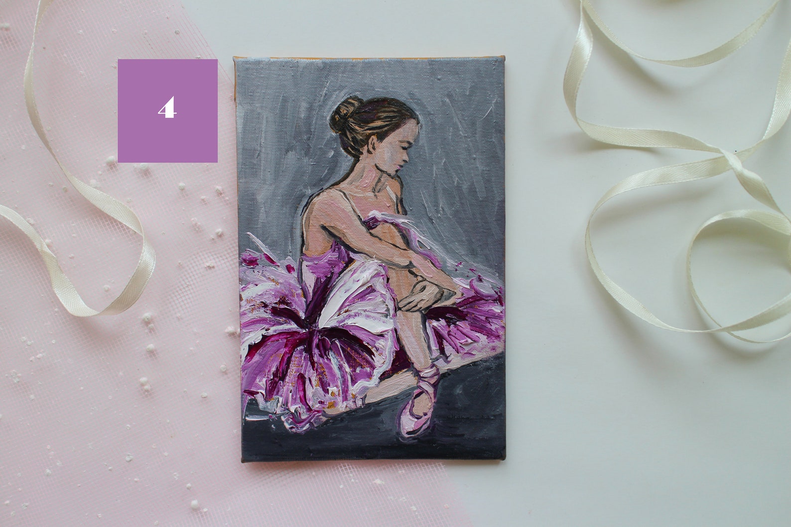 set for 4 painting, ballerina painting oil, ballet painting oil, dancer painting, ballet dancer art, mini painting, pointe shoes set for 4 painting, ballerina painting oil, ballet painting oil, dancer painting, ballet dancer art, mini painting, pointe shoes
