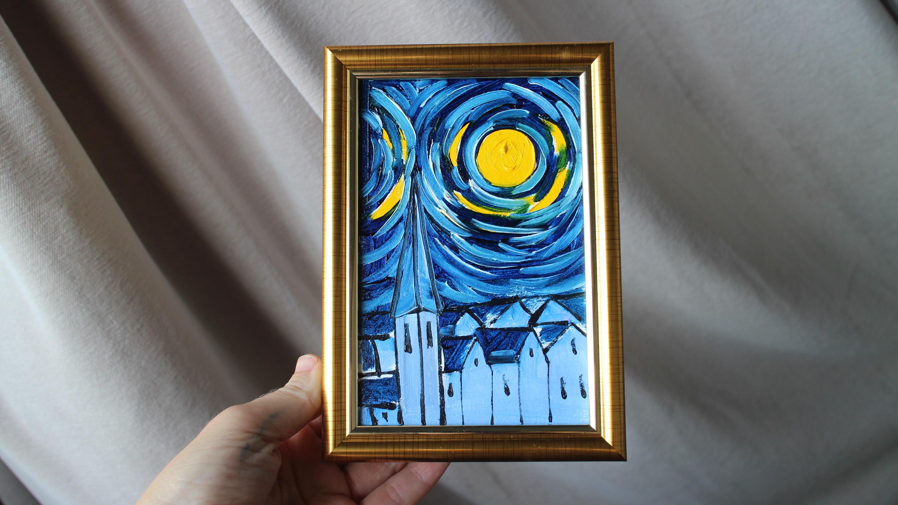 油絵 ゴッホ 星月夜 6号 Amazon.co.jp: ゴッホ ローヌ川の星月夜 F6 油絵直筆仕上げ｜ 絵画 6号
