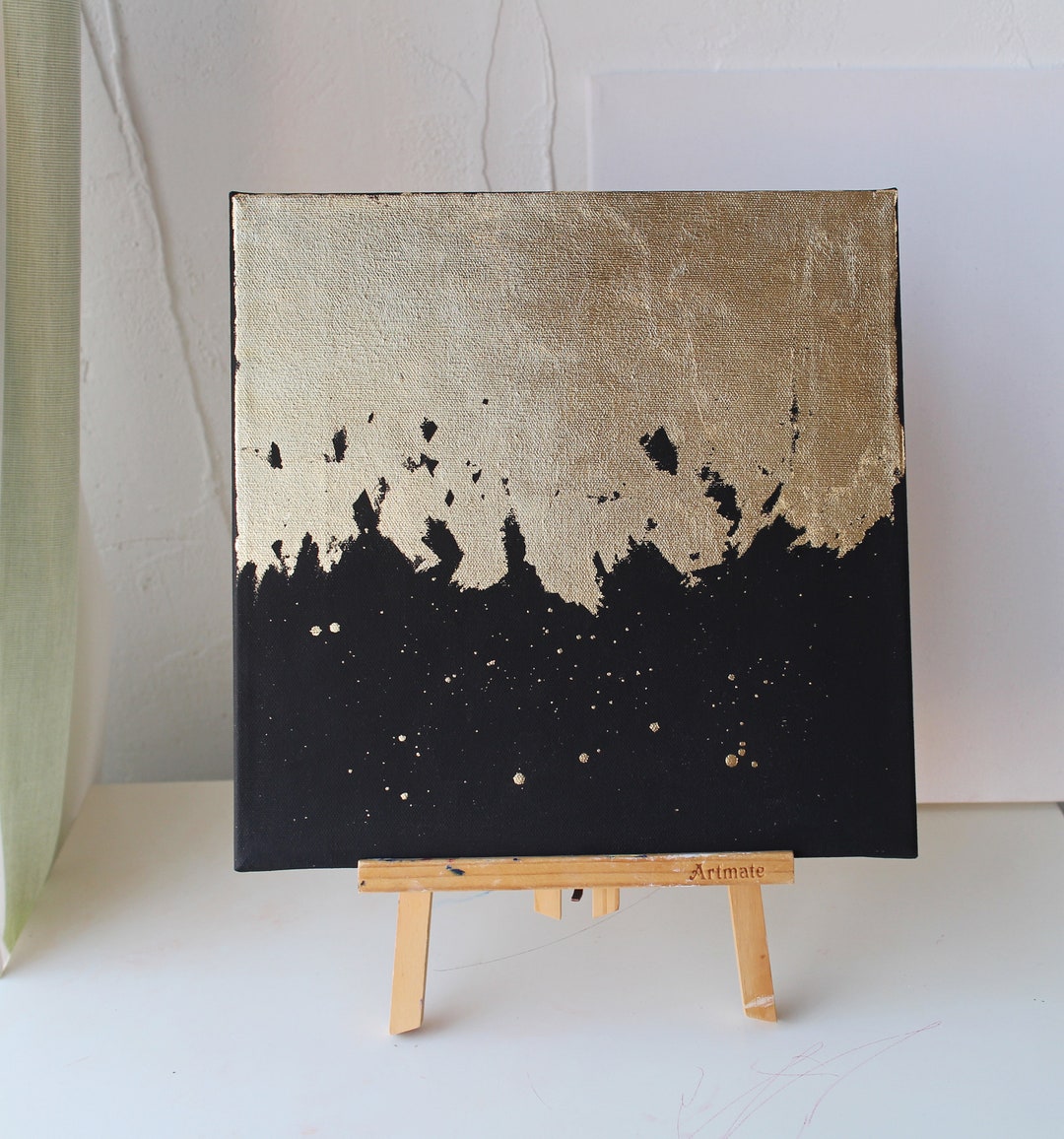 Black Gold Leaf Art Black Abstract Painting Large Abstract Painting ...