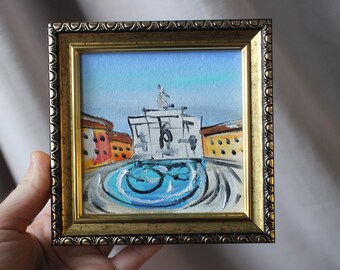 ローマの夕べの油絵：サンタンジェロ橋、バチカン印象派の芸術作品
