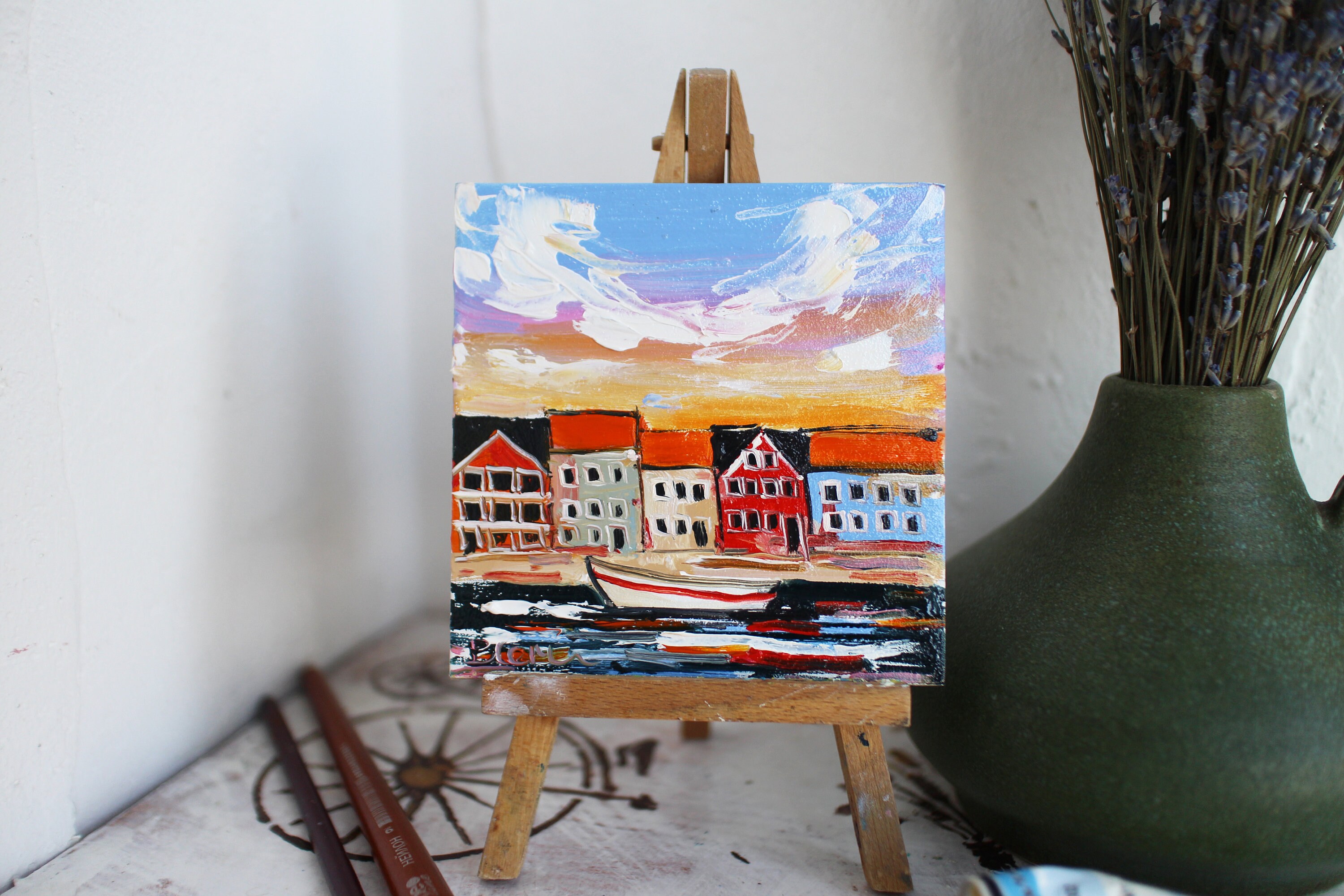 Copenhagen oil painting original framed Kopenhagen cityscape Etsy