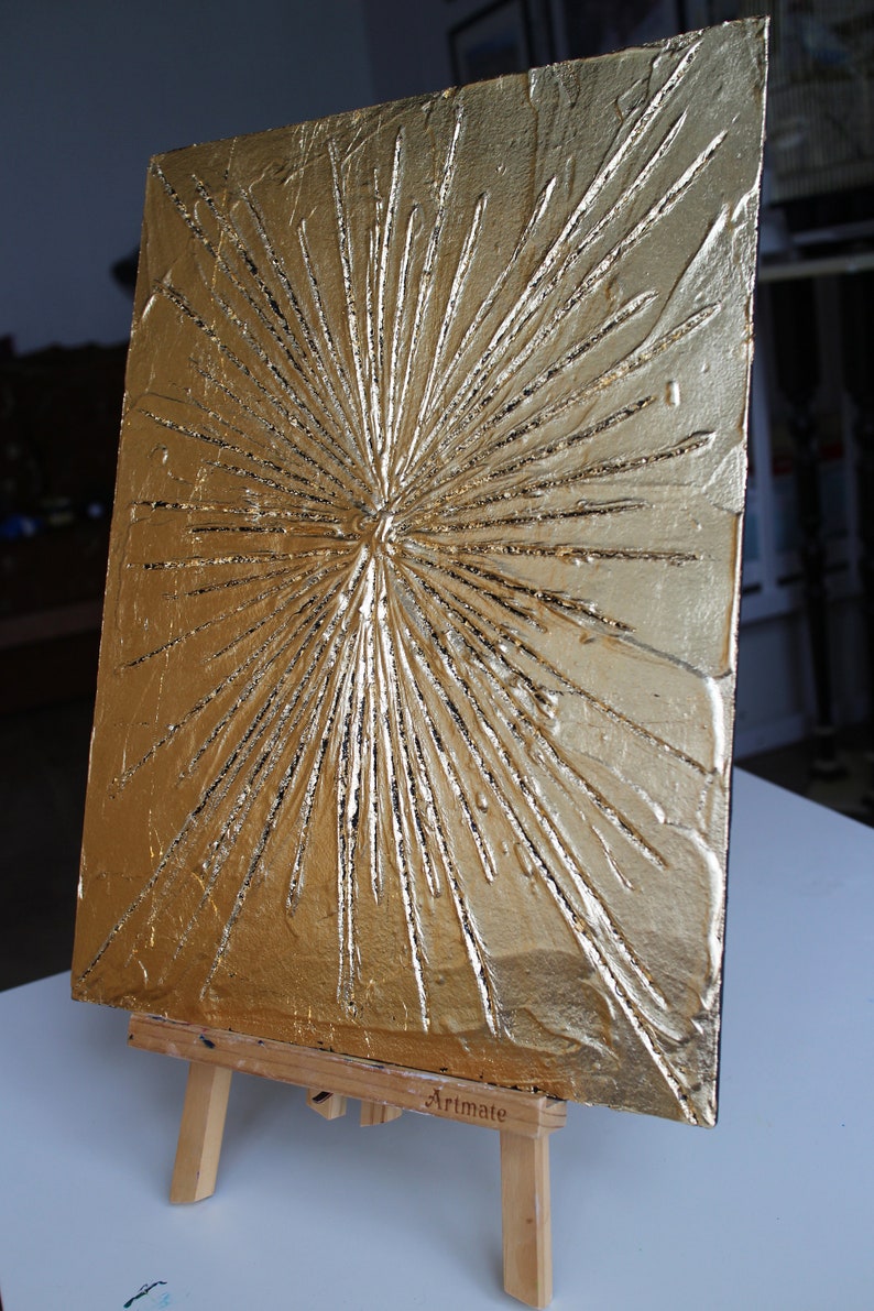Gold Leaf Art Abstract Gold Painting Large Abstract Painting Etsy