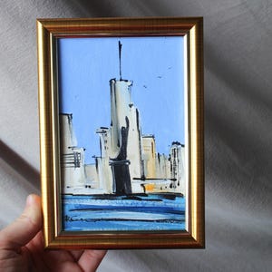 Statue of Liberty Painting oil painting framed sketch New York America 4x6 Painting Oil painting New York Landscape Painting US Wall Art