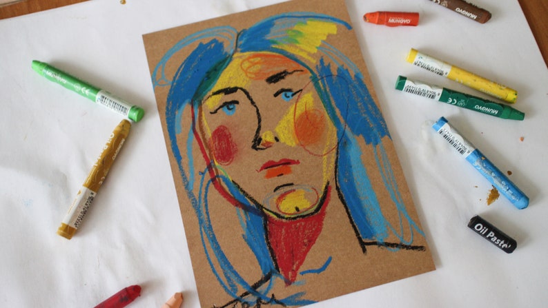 Framed Woman Portrait: Original Oil Pastel Painting, Home Decor - Etsy ...
