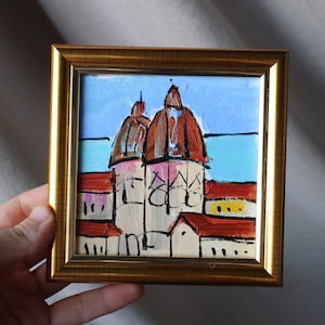 Dubrovnik Croacia paisaje urbano calle arquitectura castillo pintura al óleo original enmarcada castillo en la montaña pintura al óleo boceto