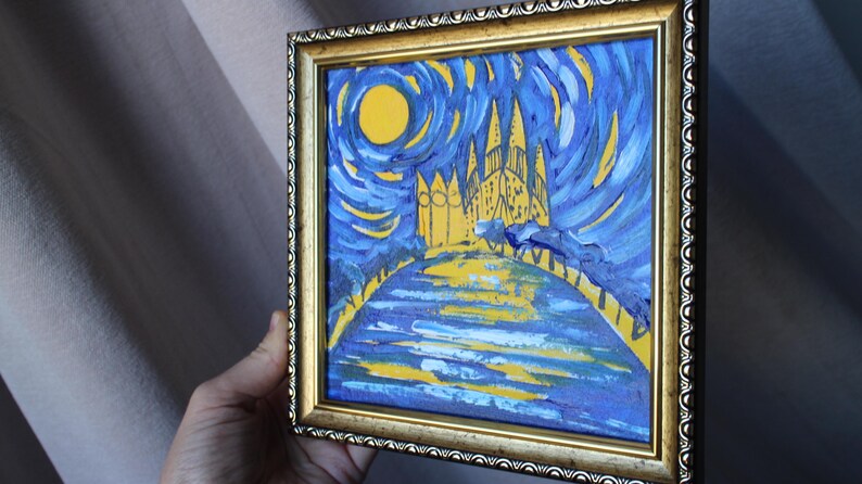 Sagrada Familia Oil Painting, Barcelona Art, Framed Canvas (6x6) image 3
