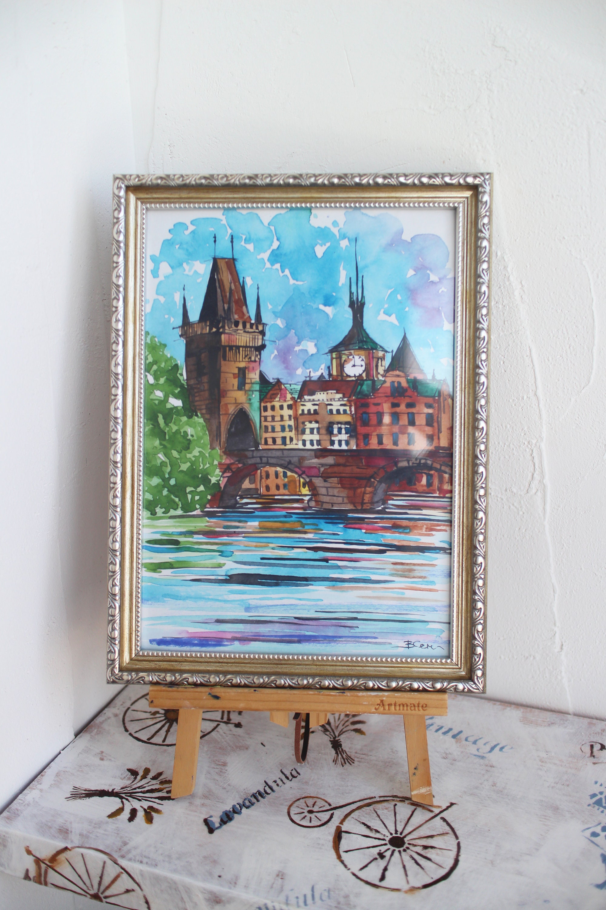 Painting Prague watercolor original Prague Czech Republic Etsy