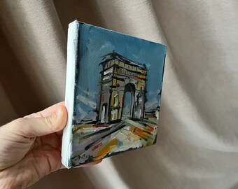 手書き油絵 パリの風景 凱旋門 額付 絵画 インテリア cf951d68aa9b545224feb11c501ac8