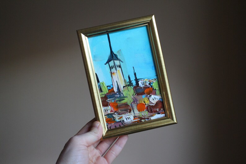 Old Tallinn Oil Painting Framed Original 4x6 Tallinn Cityscape Etsy