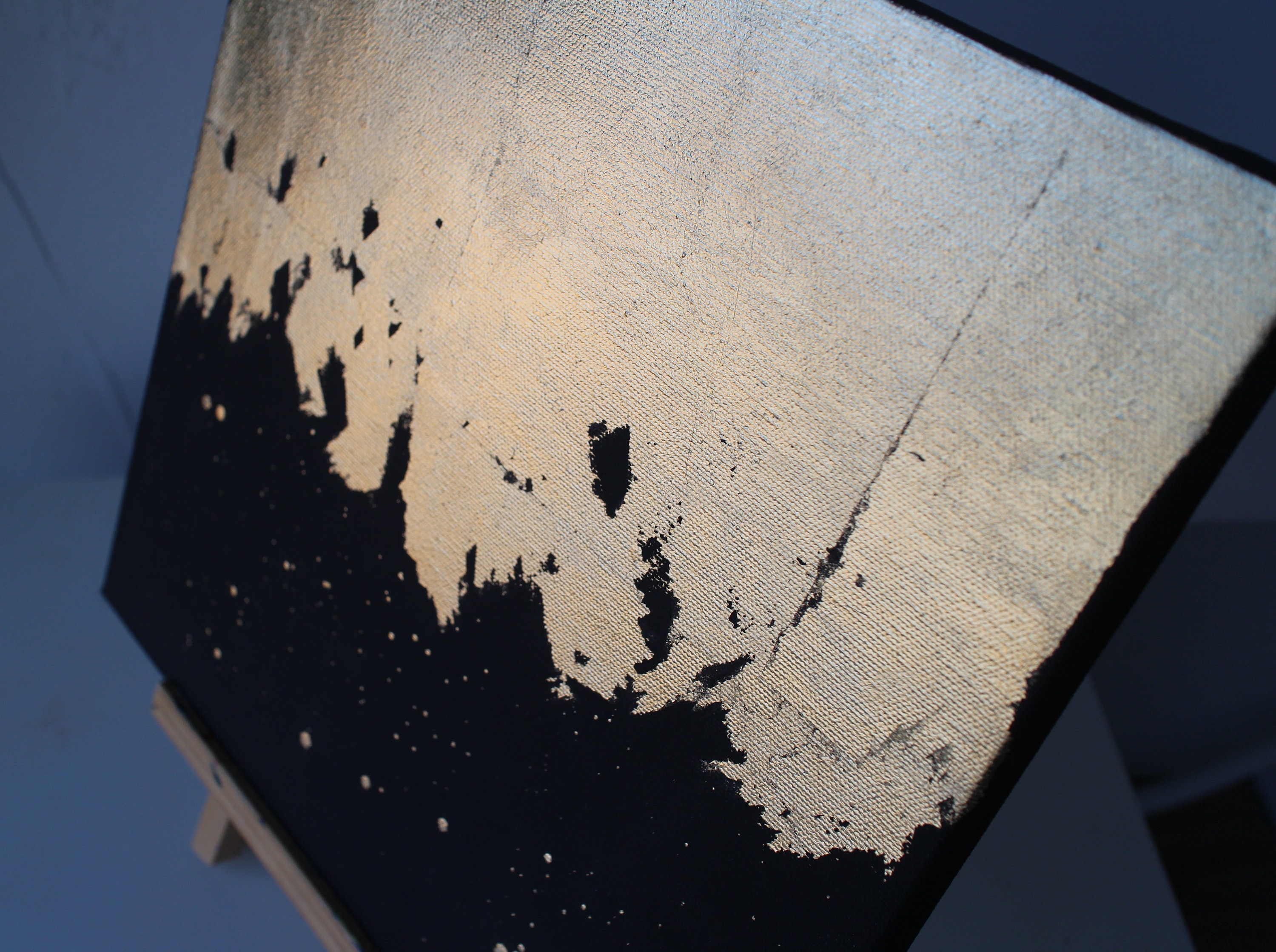 Black Gold Leaf Art Black Abstract Painting Large Abstract Etsy UK