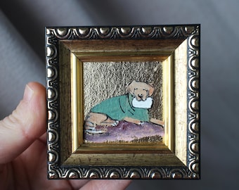 油絵 菅家令子絵 絵画インテリア額付(黒) F3-051821 祈り犬猫 女の子 ViktoriaFineGallery - Etsy 日本