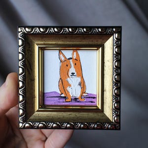 Welsh Corgis Ölgemälde 2x2 original gerahmter Hund Ölgemälde Welpe Malerei Hundeportrait