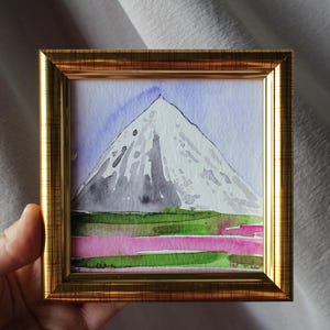 Crucero al Monte Fuji por el lago Ashi de Hakone desde Tokio, pintura de acuarela original enmarcada, boceto pintado