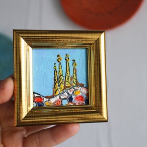 Sagrada Familia Barcelona oil Painting original framed 2x2 Barcelona Painting oil Barcelona sketch Painting Espana Wall Art