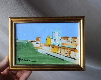 Kyiv Cityscape Oil Painting: Andriyivskyy Descent Framed Art 4x6