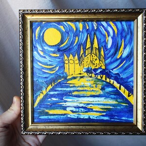Sagrada Familia oil Painting framed original 6x6 Barcelona Painting oil Barcelona Oil Painting on canvas, Barcelona Painting Espana Wall Art