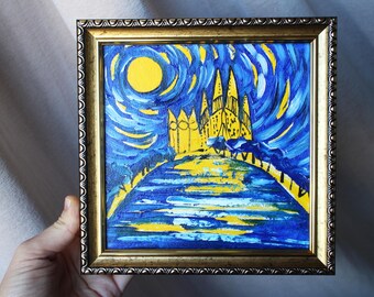 Sagrada Familia Oil Painting, Barcelona Art, Framed Canvas (6x6)
