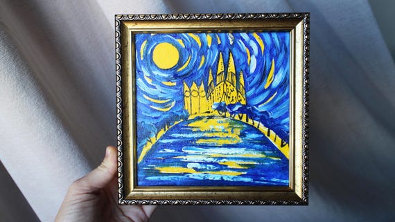 Sagrada Familia Oil Painting, Barcelona Art, Framed Canvas (6x6)