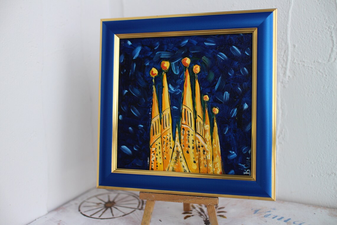 Sagrada Familia Painting Oil Framed Original Barcelona | Etsy