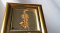Dachshund long hair oil painting with gold leaf original framed 2x2 dog Oil painting puppy painting Dog Portrait product logo