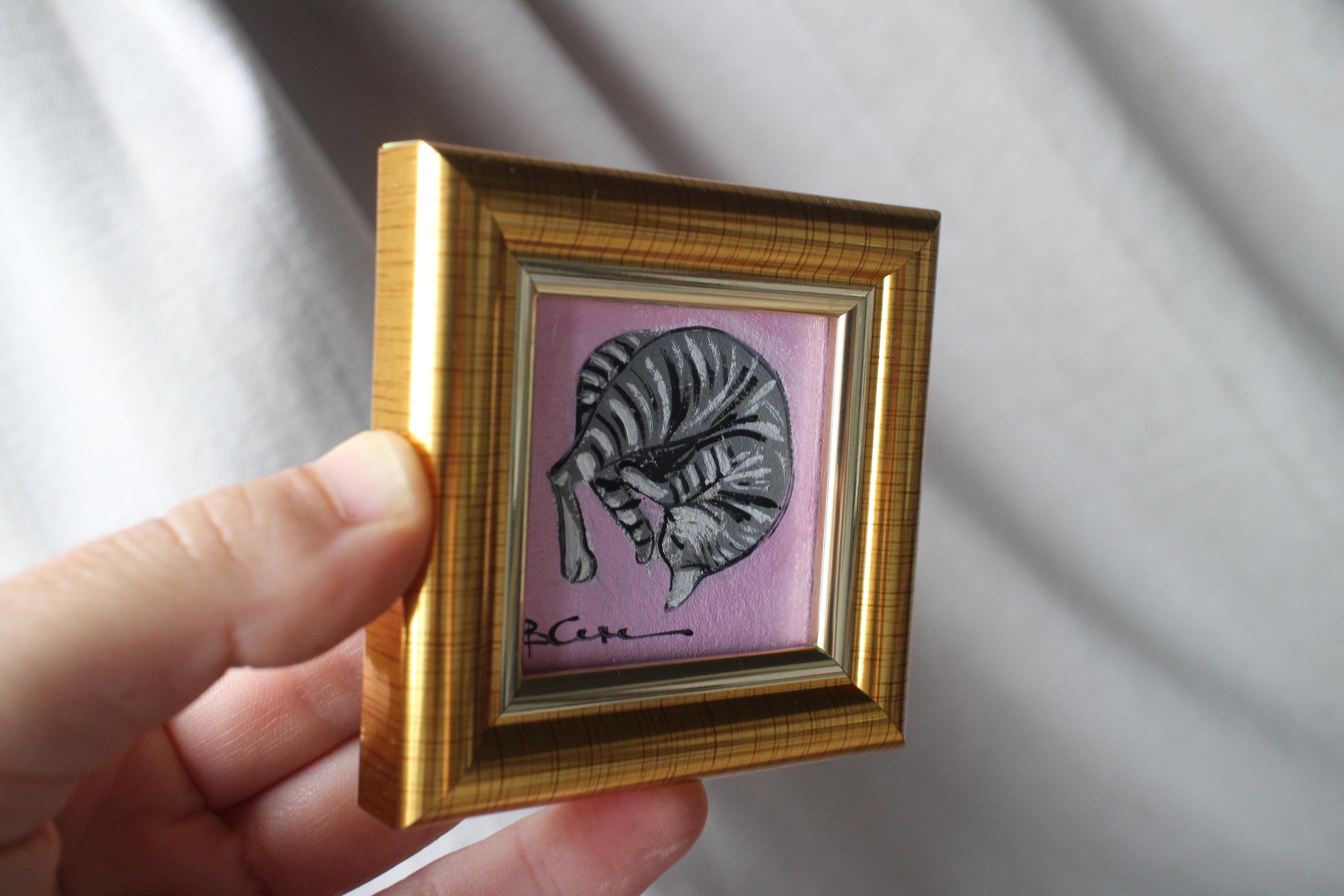 Miniature Oil Painting Gray Tabby Cat Hugging Portrait Oil Painting 2x2 ...