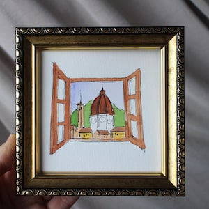 額入りミラノ大聖堂油絵：イタリア旅行アート（4 x 4インチ） - Etsy 日本