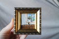 Original Framed White Dog waiting for the owner Oil Painting: Puppy at Window (2x2 in) product logo